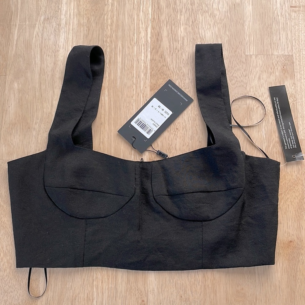 Goldie London “Cindy” black bustier-style crop tank (NWT!)